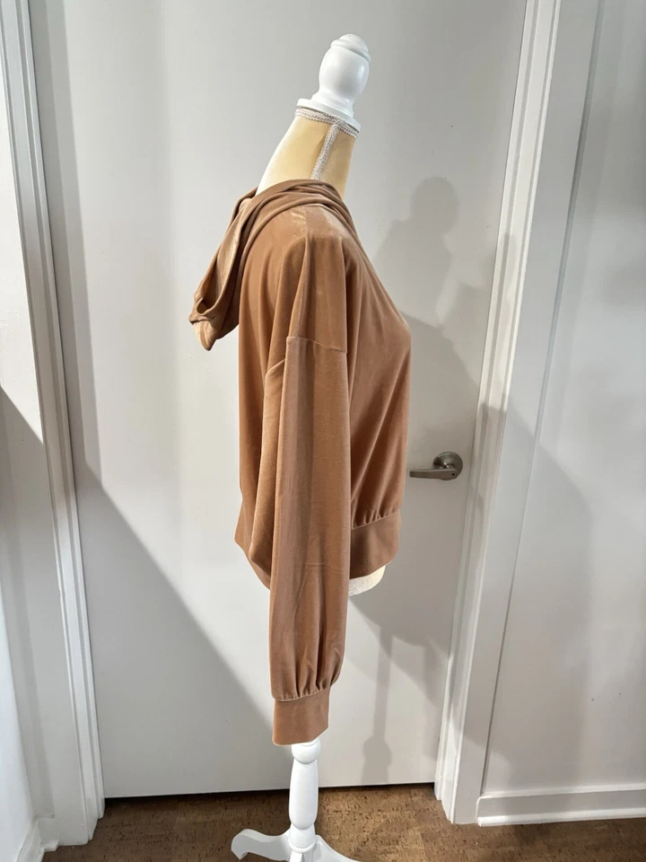 Sudadera con capucha Express para mujer de terciopelo con bandas Butterscotch XL Foto 4 de 4