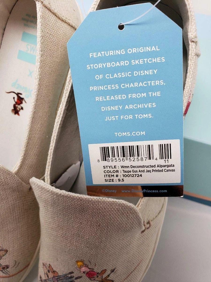 NIB Toms Disney Cinderella Jaq Gus Gus slip on shoes women s ladies size 9.5