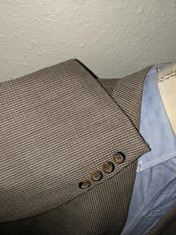 Blazer Chaqueta Abrigo Deportivo 48R Rojo Tostado Diente Cuadros Rotos Lana Texturizada Foto 4 de 4