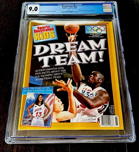 SHAQ SHAQUILLE O’NEAL RARE SI FOR KIDS SI 1996 USA DREAM TEAM NBA POP 1 CGC 9.0