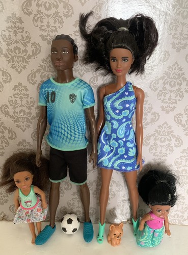 Barbie Negro Afroamericano Familia Paquete Barbie Ken, Chelsea B3 - Imagen 3 de 9