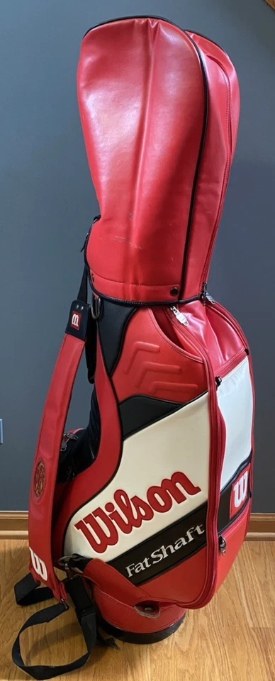 Wilson Fat Shaft Red White Golf Club Bag With Rain Cover & Strap 6 Way Divider - Image 2 of 4