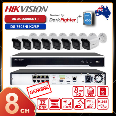 Hikvision 8CH 8MP 4K Bullet IP Camera CCTV System Kit 8PoE NVR