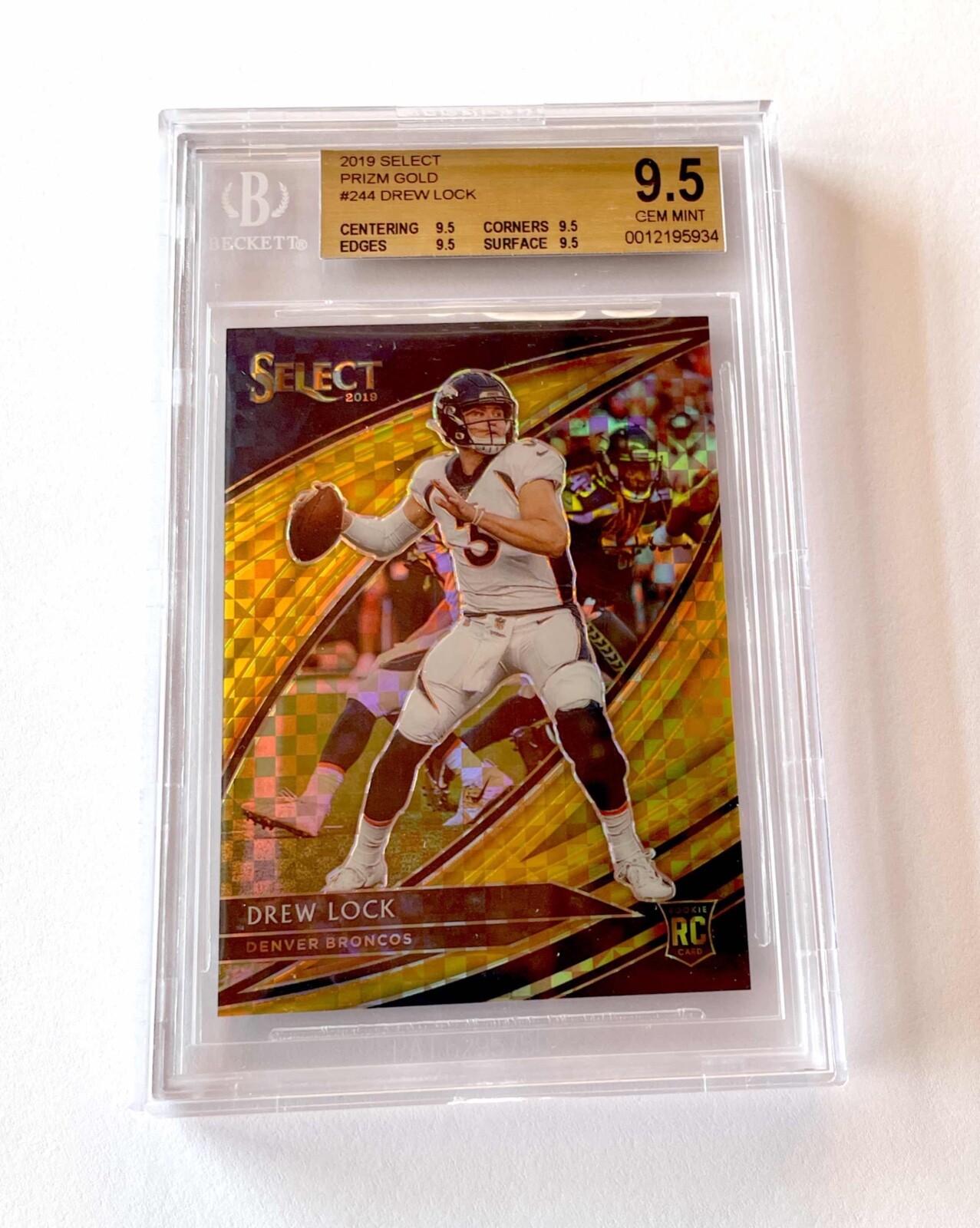 2019 DREW LOCK SELECT FIELD LEVEL GOLD /10 BGS 9.5 ONLY TRUE 💎!