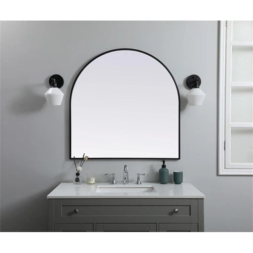 Elegant Decor Ayra 36x36" Arch Modern MDF Wood/Iron Mirror in Black - Picture 7 of 9