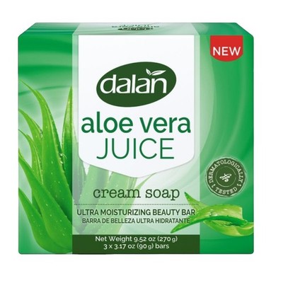 Dalan Aloe Vera Juice Cream Soap Bar, 3 Bars x 3.17oz Each