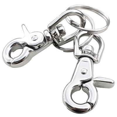 316 Stainless Steel 2 5/8  Swivel Eye Trigger Snap Hook and Split Ring for Sc...