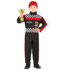 Rennfahrer Overall Kind schwarz Racing Anzug Kinder Kinderkostüm Fasching 
