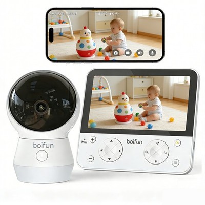 BOIFUN 5,5'' LCD Babyphone Wireless mit Kamera Nachtsicht Baby Wecker 4MP APP