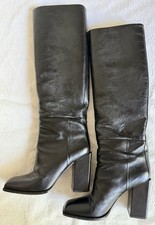 Saint Laurent Leder Stiefel Schwarz Gr. 39