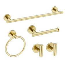 Gold Bathroom Accessories 5 Piece, 24 Inch Bath 26 Inch Brushed Gold-5pcs