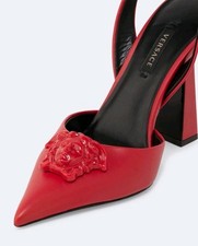 VERSACE La Medusa Womens Red Leather Slingback Pumps EU37 US6.5
