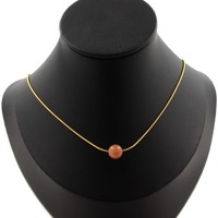 Halskette 1 Perle Sonnenstein 8 Mm. Kette Aus Edelstahl Vergoldet