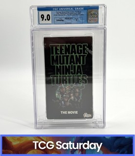 1990 TMNT THE MOVIE VHS TWO STACKED UPC STICKERS CGC 9.0