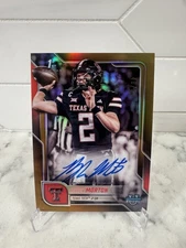 2025 Bowman U Chrome Behren Morton Gold Refractor Auto /50 Texas Tech