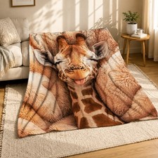 Sleepy Giraffe Tongue Coral Fleece Blanket Funny Nursery Decor