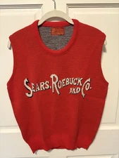 Sears Roebuck And Co Vintage Red Pullover Men’s Sweater Vest Size L Large M