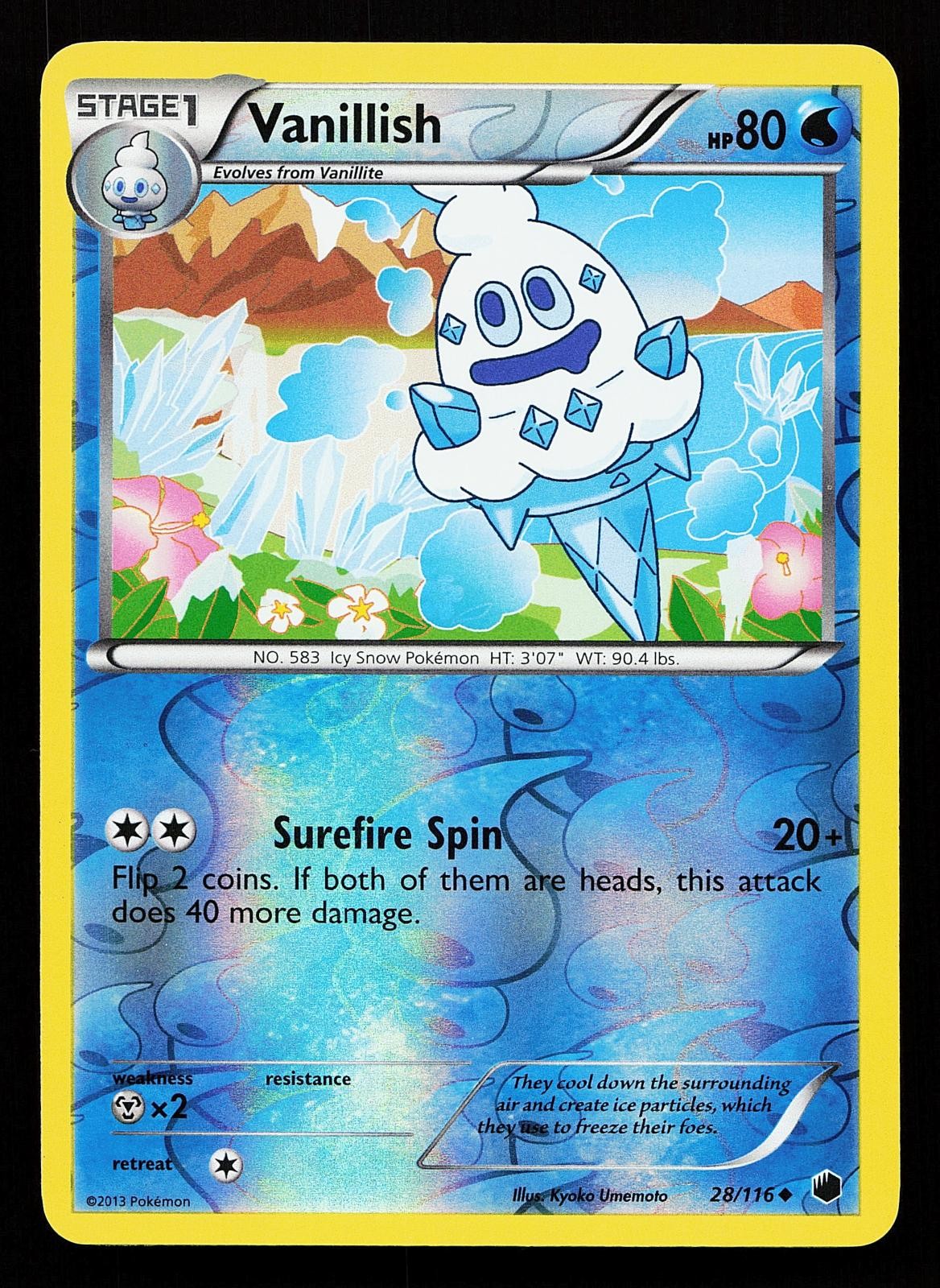 Vanillish 28/116 Reverse Holo Uncommon Plasma Freeze Pokemon Card