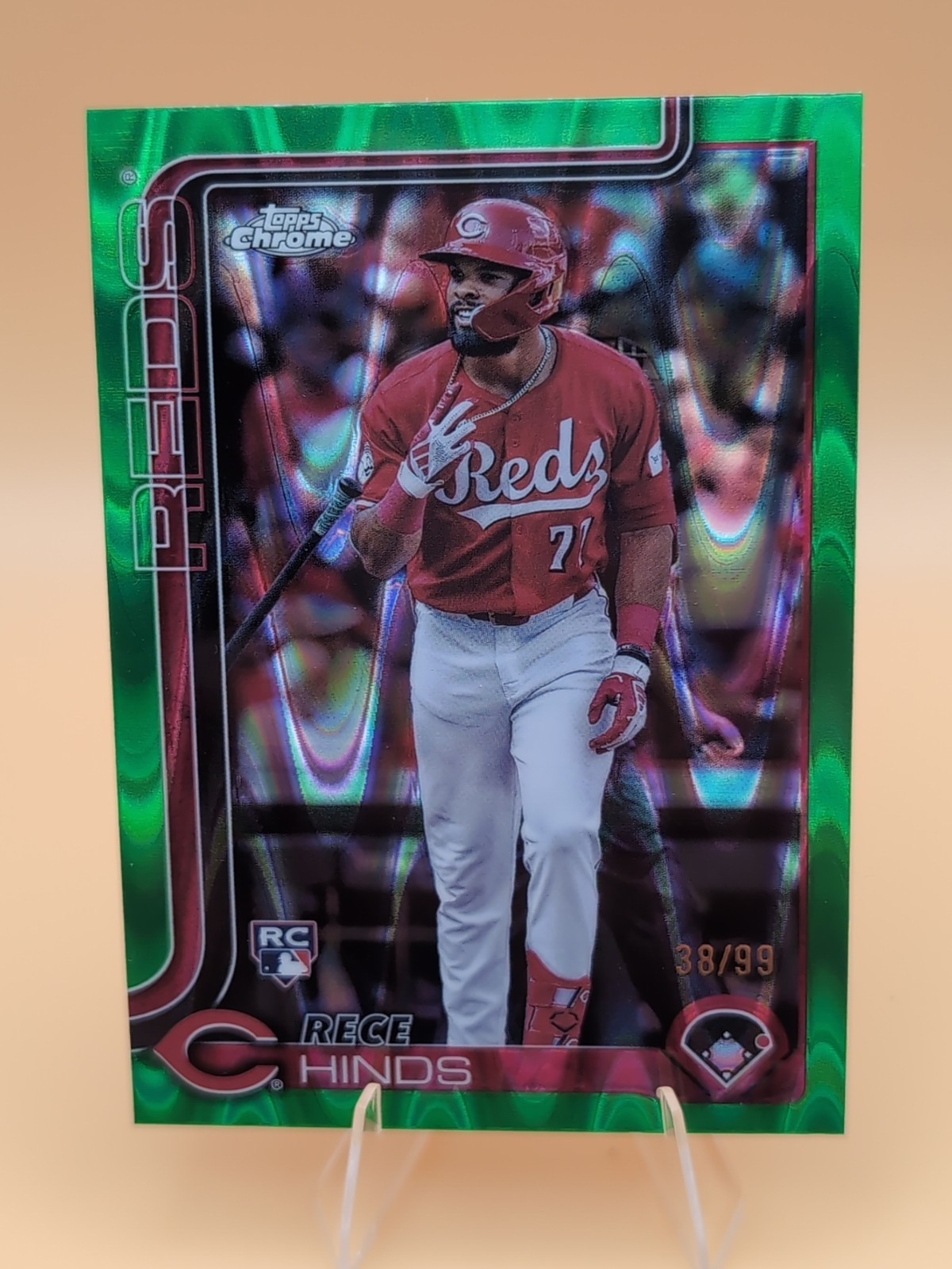 2025 Topps Chrome - Rece Hinds #253 Green RayWave Refractor /99 (RC)