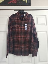 George Mens L/S SuperSoft- Pockets Plaid Flannel Shirt 2XL- 52-54"Chest NWT