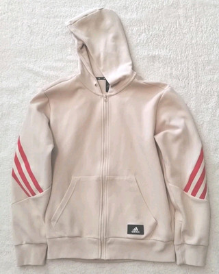 Adidas Sportswear Future Icons 3-Stripes Full-Zip Hoodie Beige Size Small *Read*