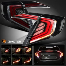 Smoke Fits 2016-2021 Honda Civic Sedan LED Tail Lights w/ Sequential Signal Tube