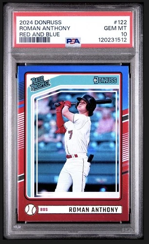 2024 Donruss Rated Prospects Roman Anthony Red And Blue PSA 10 POP 2 #122 (RC)