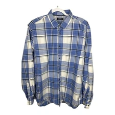Alfani Mens Blue Plaid Casual Button Down Size XL