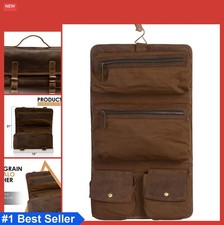 Buffalo Leather Hanging Toiletry Bag Travel Dopp Kit YKK Zippers Water Resistant