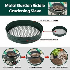 Metal Garden Riddle Gardening Sieve 1/4" 1/2" 3/8" Mesh Sizes