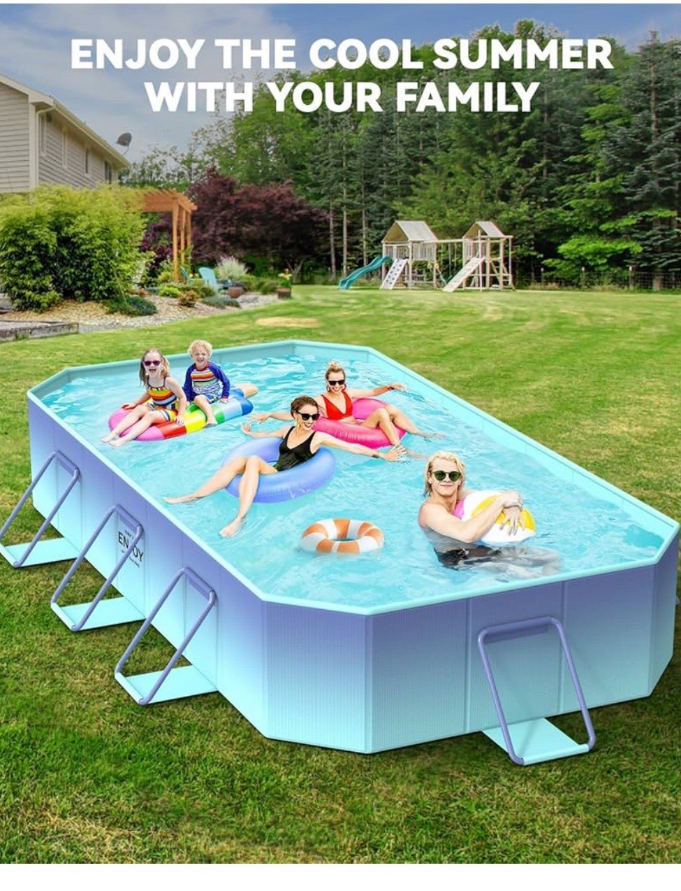 Family Outdoor Above Ground Pool with Sturdy Frame