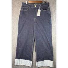 WIT  WISDOM Ab'solution Dark Wash Denim Wide Leg Mold  Hold Jeans Size 16 New