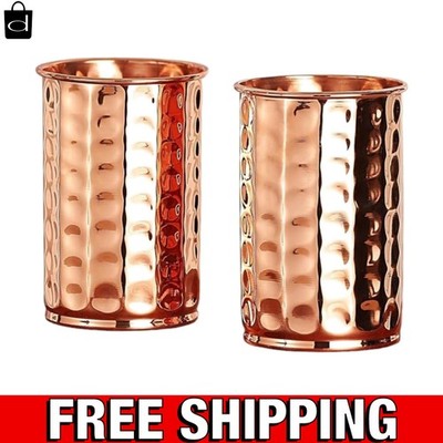 Pure Copper Drinking Cups - Ayurvedic Health Copper Hammered 2 pcs. set