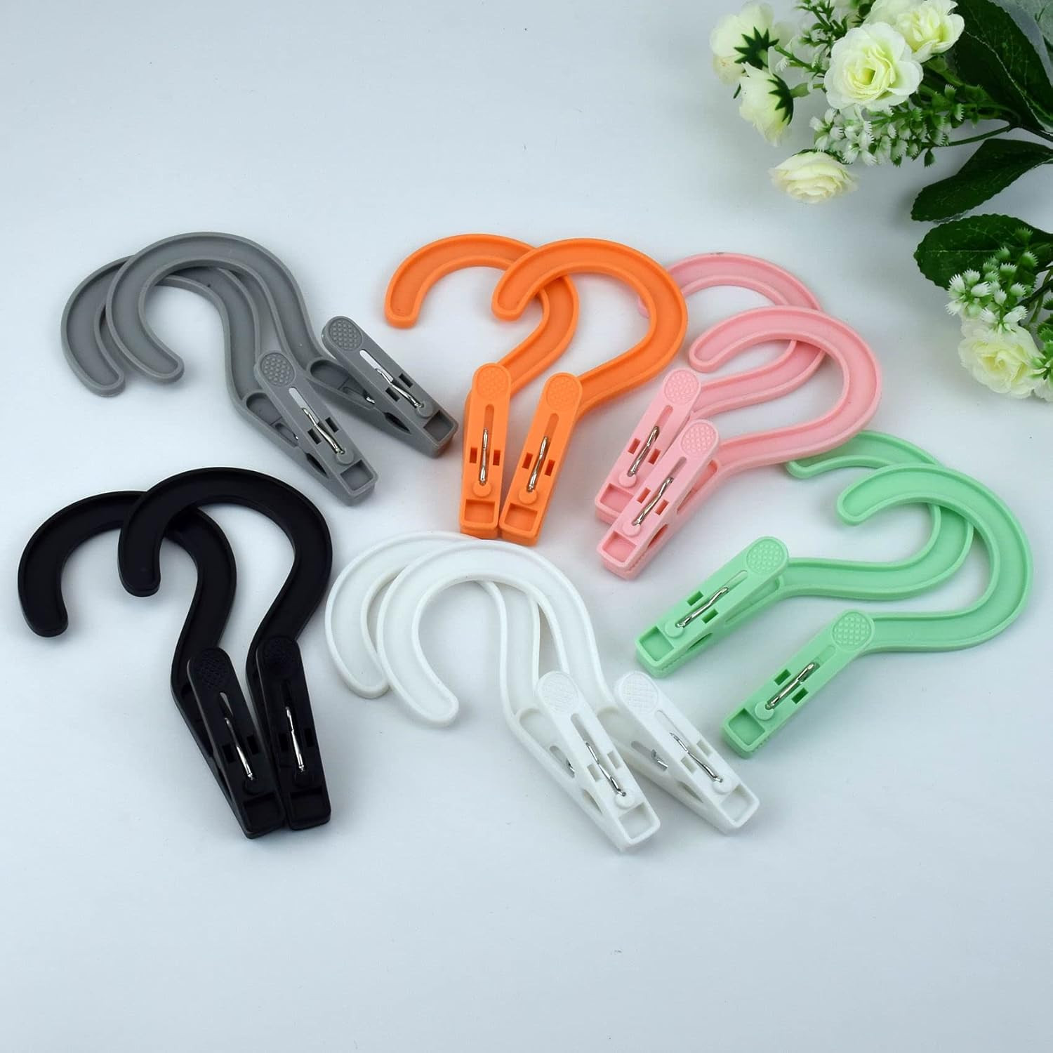 Laundry Hooks Boot Hangers Plastic Clothes Pins Hanger Clips Multicolor 12pcs 