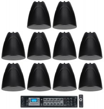 10 Rockville PEN-80T BLACK 8" 70V 40W Hanging Pendant Speakers Commercial Amp