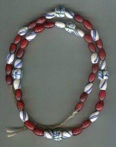 African Trade beads Vintage Antique Venetian glass oval white heart white fancy