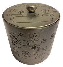 Vintage My Christening Box Pewter Keepsake Black Velvet Lined box engravable lid