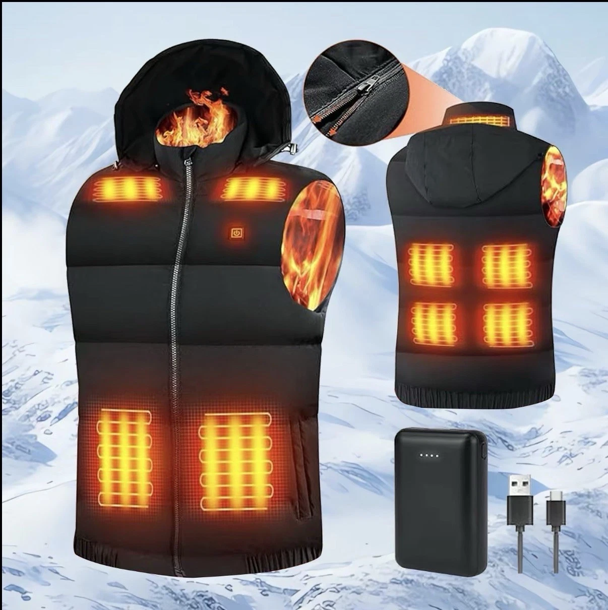 Heated Vest 9 Heating Zones With 10000mAh Battery Pack Electric Heating Vest US