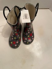 Lilly New York Rain Boots with Handle Youth Size 9 Multi Color Sports Theme