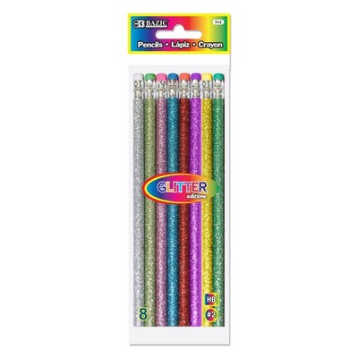 BAZIC Wood Pencil Glitter Metallic Pencils, Latex Free Eraser, Unsharpened Rewar