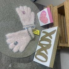 SUPER SMALLS Pink Chenille Jeweled Kids Stretch Gloves Age 3 New With Tags