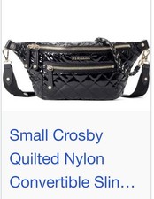 MZ Wallace Black Small Convertible Sling Bag, Adjustable Detachable Strap, Zip