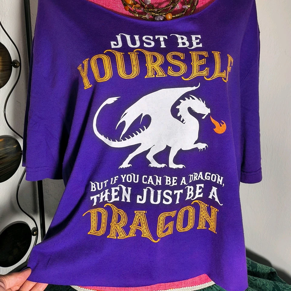 XL DRAGÓN PÚRPURA ESTILO CONCIERTO T-Shombro Descubierto Sin Espalda Giro Foto 4 de 4