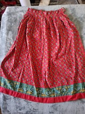Vintage Ruff Hewn Red Paisley Corduroy Midi Skirt Womens 14 Made in USA Pleated