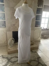 Tommy Bahama T-shirt Maxi Dress Size M Tall White Lounge Pool Cotton Party Woman