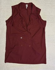 Glam Women’s Red Vest 2xl Sleeveless With Buttons And Belt Loops