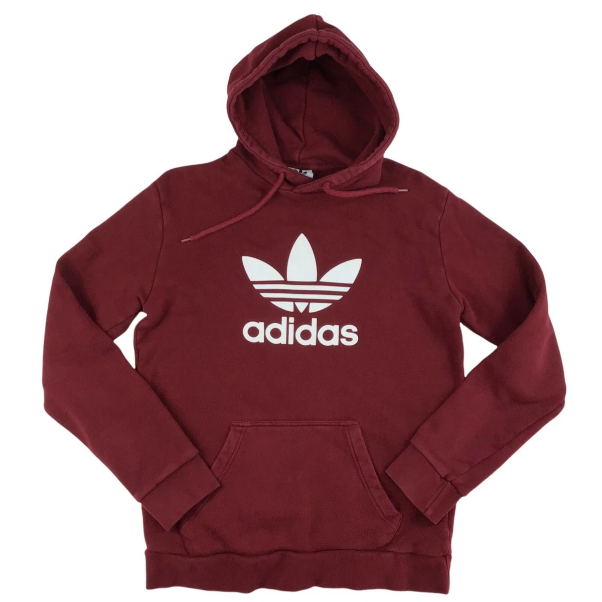 Adidas originals Womens sweatshirt hoodie no size tag fits M Maroon red  trefoil