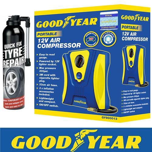 Goodyear Emergency Car Tyre Air Inflator Flat Tyre Puncture Repair  Sealant Kit