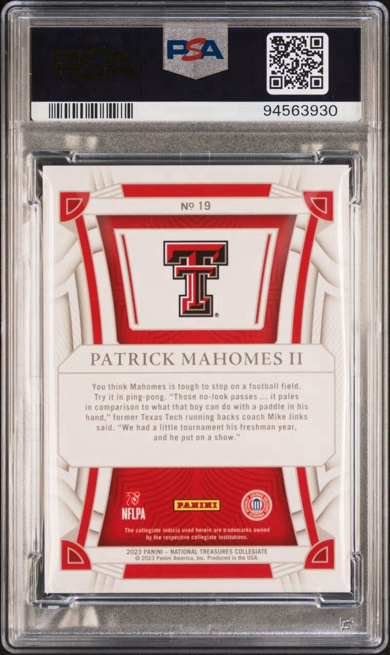 2023 National Treasures Collegiate Patrick Mahomes Century Silver POP 1 💎PSA 10 view 2