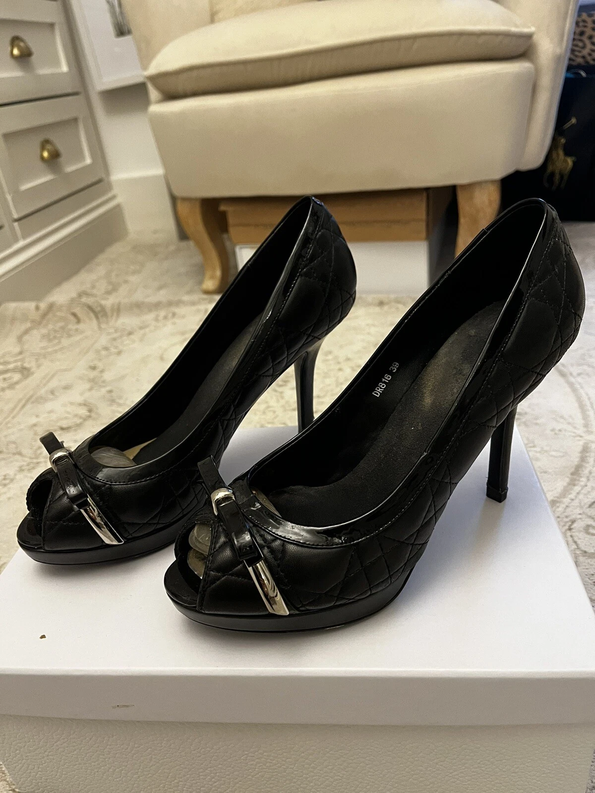Talons orteils ouverts noirs Dior Cannage 39
